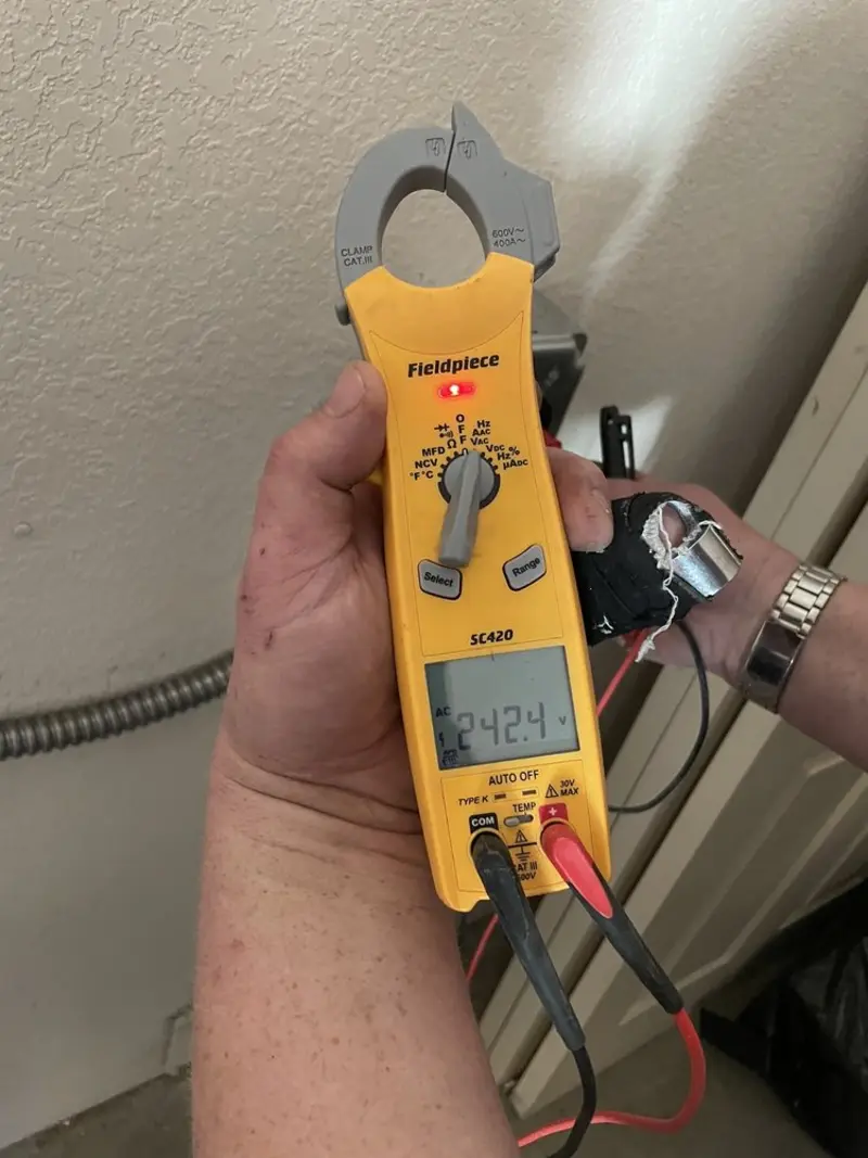 Voltage testing with clamp meter during Hot Tub / Pool Electrical Wiring in Lynn